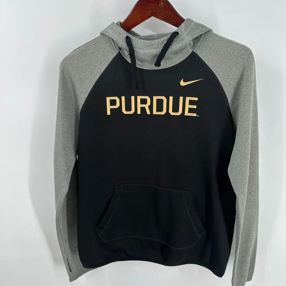 Vintage Purdue Boilermakers Nike Dri-Fit Boys Black Gray Pullover Hoodie‎ Size S